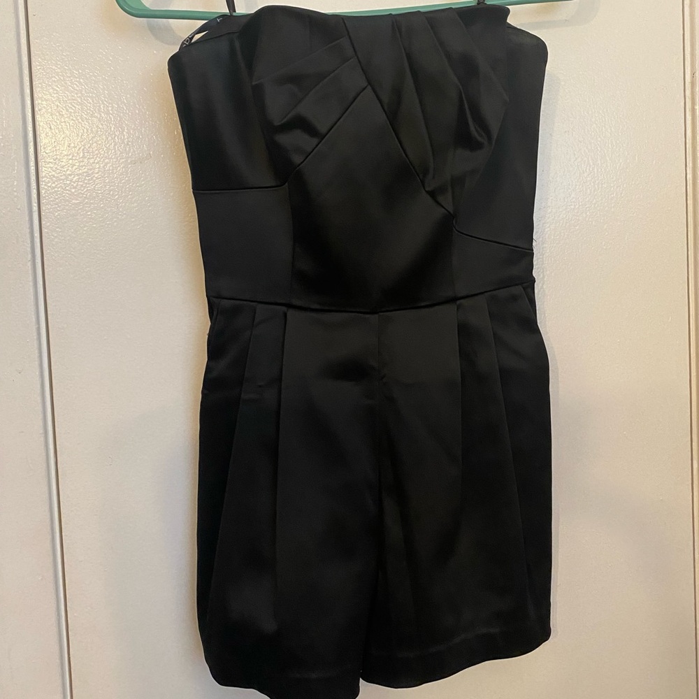 Bebe black satin romper small
